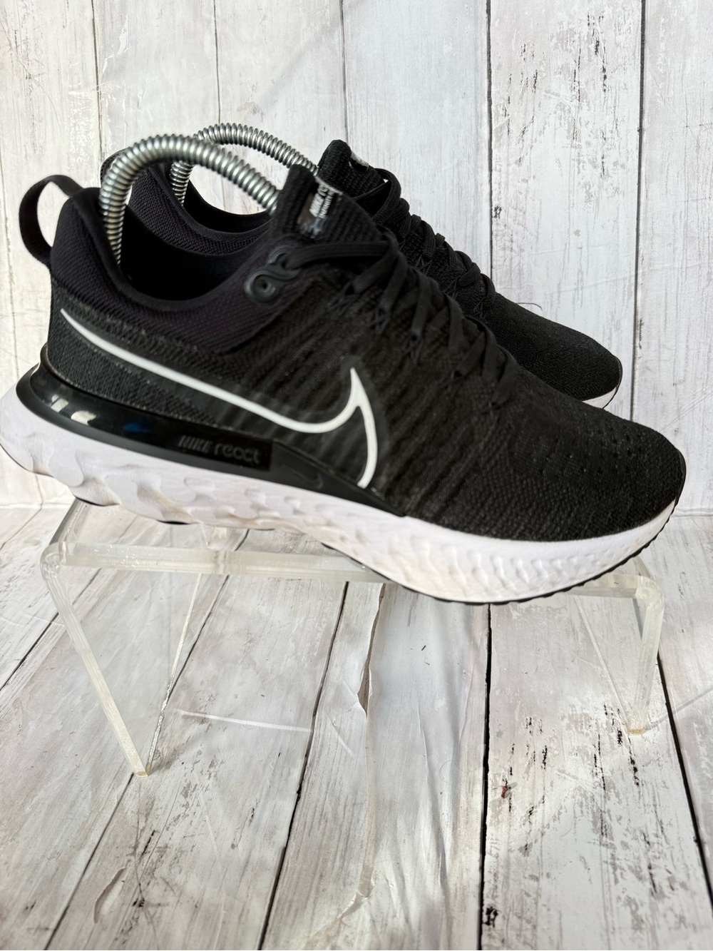 Nike Black and White React Running Shoes